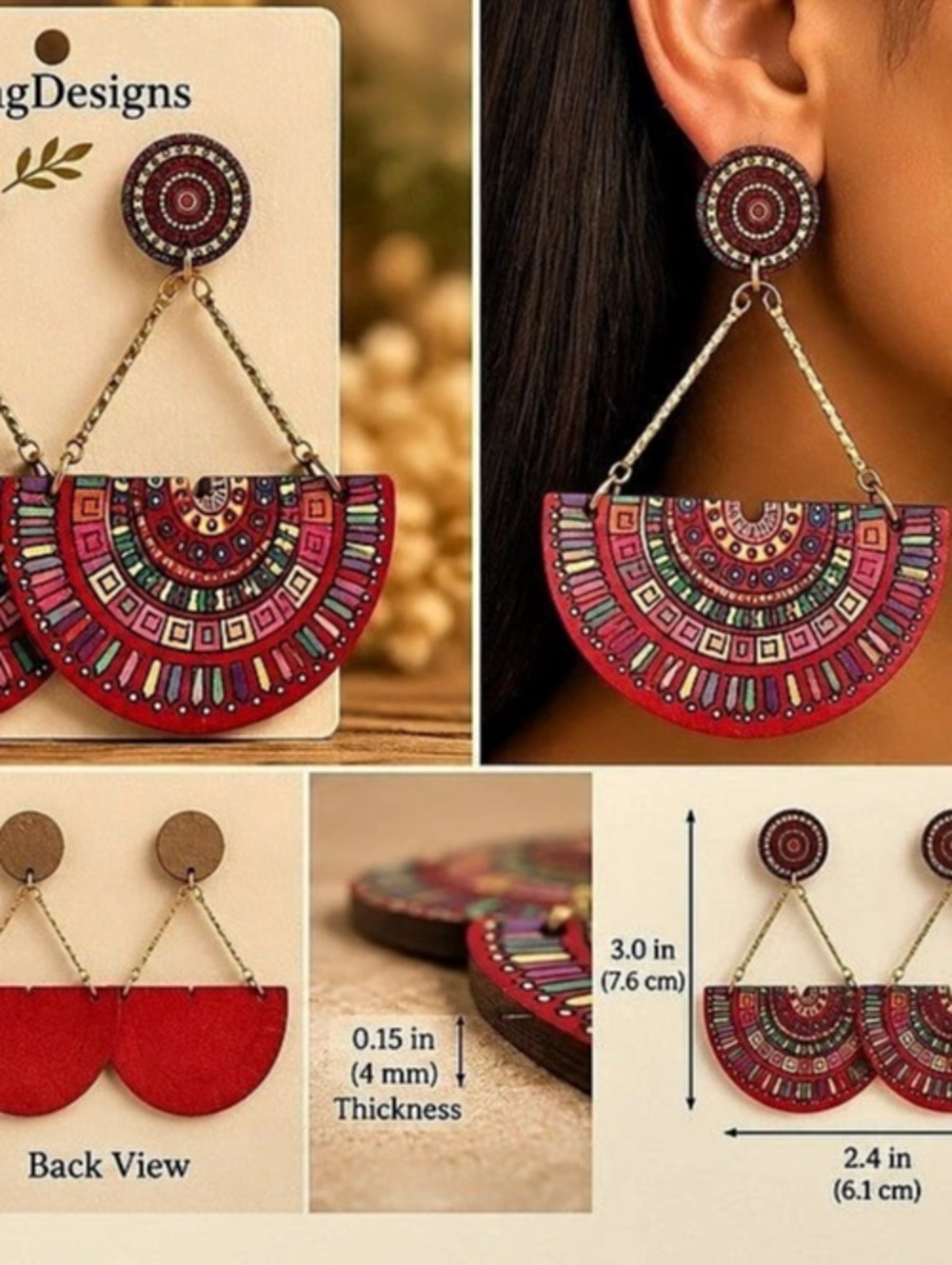 LaingDesigns Boho Geometric Statement Earrings